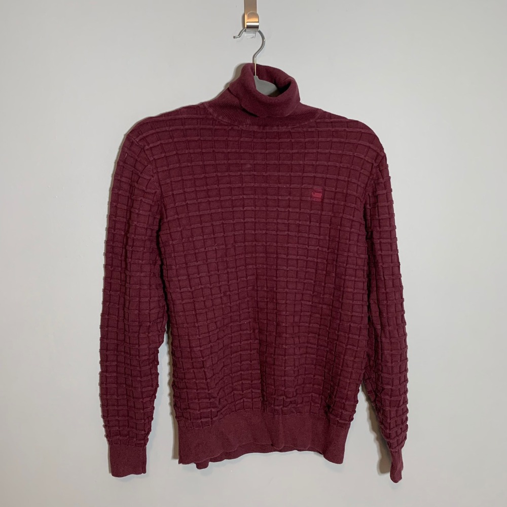 G-Star Raw‎ Burgundy Textured Knit Turtleneck Sweater Women
